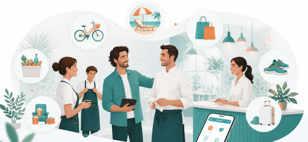 Patron de restaurant avec son équipe en salle — avantages salariés en restauration et hôtellerie